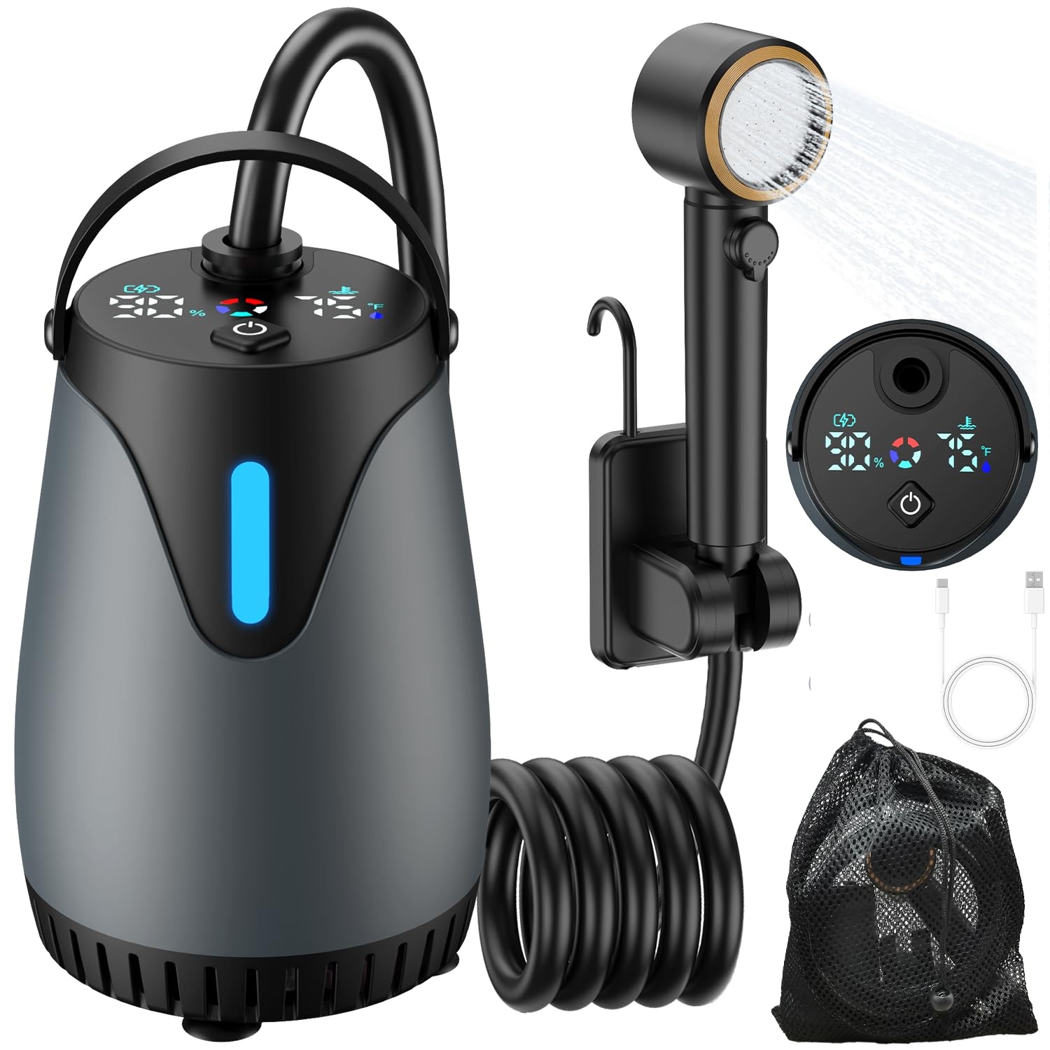Vacuum Chamber Kit With Pump - Przenośny prysznic kempingowy 8000mAh z akumulatorem,