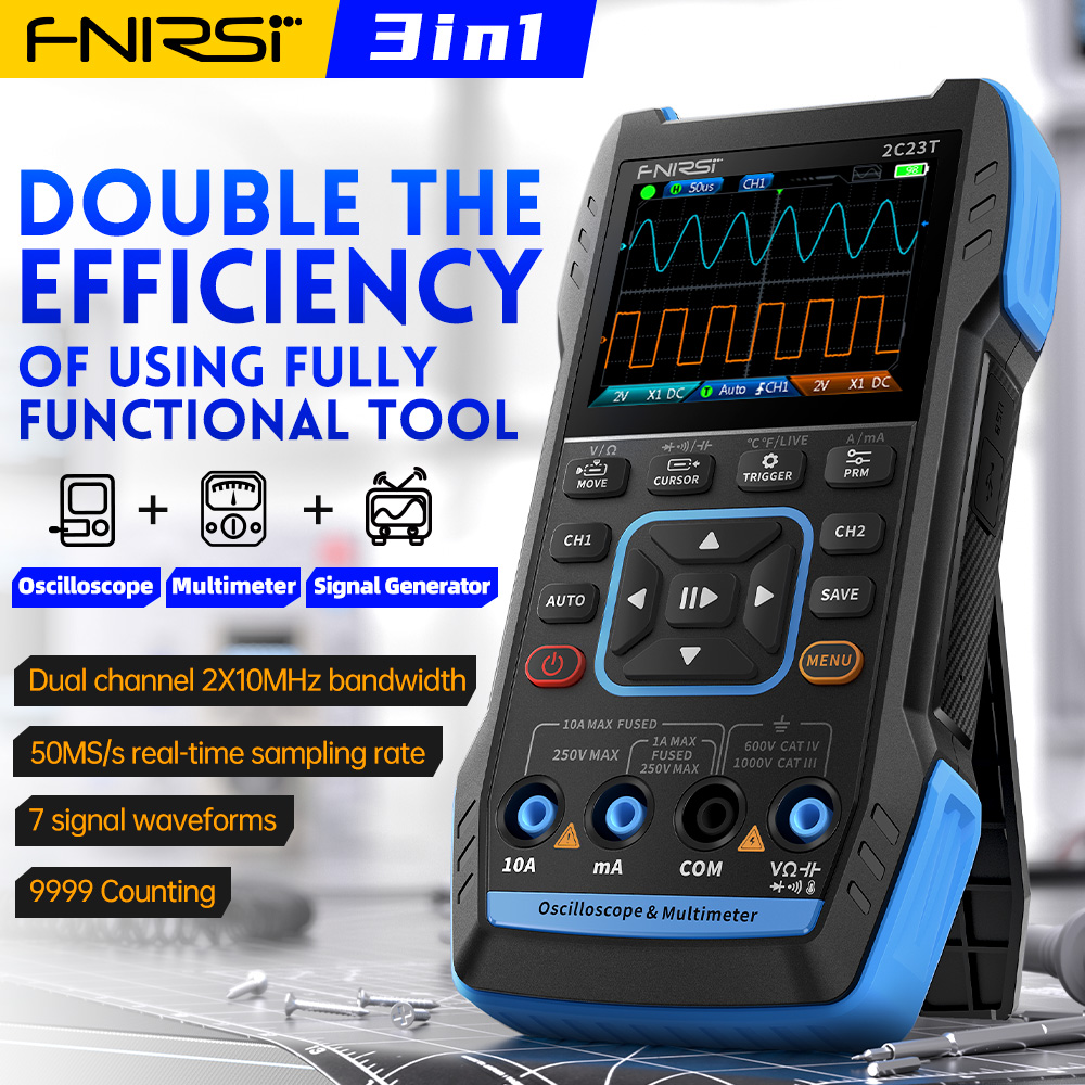 Fnirsi Digital Oscilloscope Handheld - Oscyloskop cyfrowy 3-w-1 2C23T 10MHz Dwukanałowy
