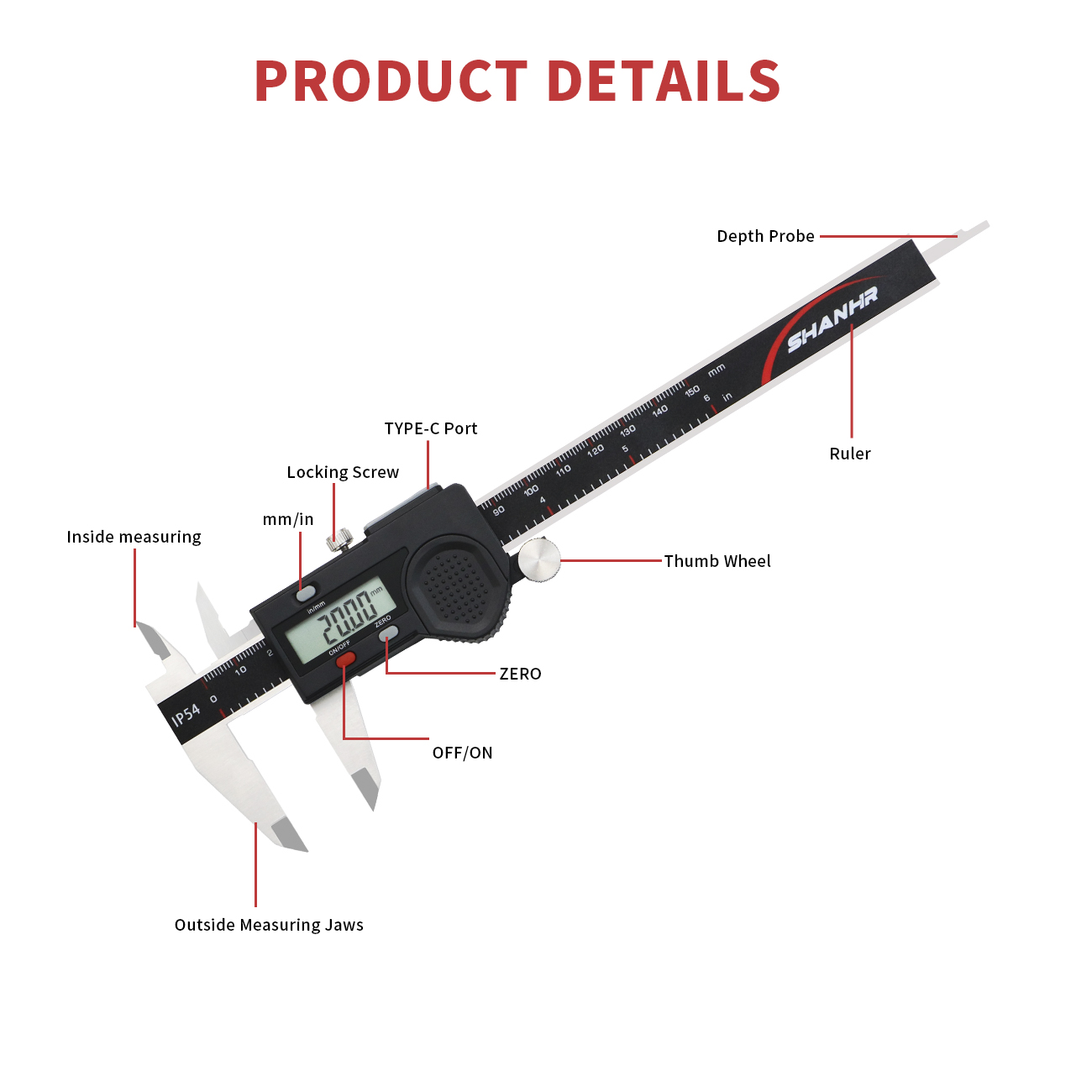 SHANHR IP54 Wodoodporne Cyfrow – Digital Caliper 150Mm Stainless Steel recenzja i cena